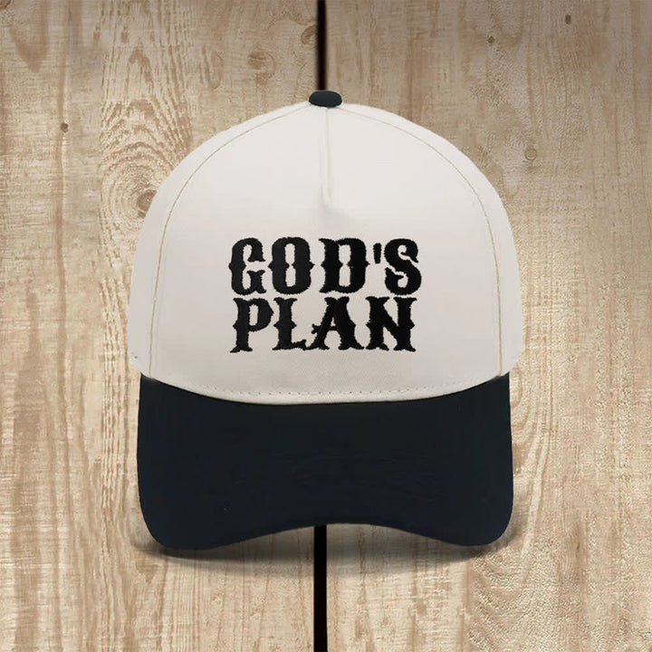Christianartworkshop Cappello casual classico con stampa a lettere in grassetto "God's Plan" - Nero - image 0