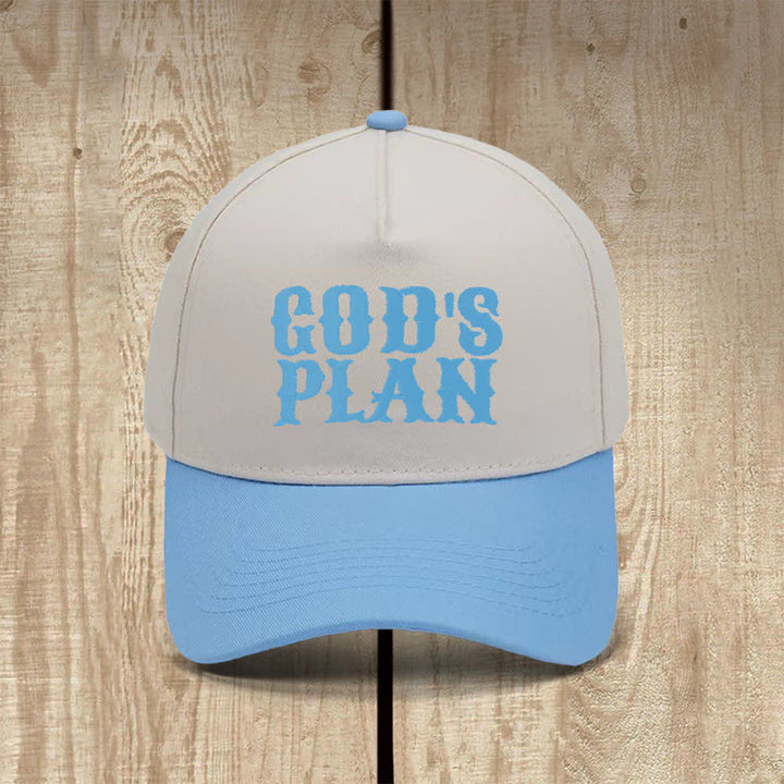 Christianartworkshop Cappello casual classico con stampa a lettere in grassetto "God's Plan" - Blu celeste - image 13