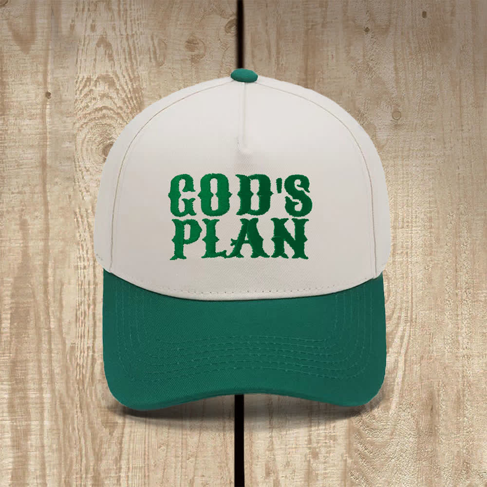 Christianartworkshop Cappello casual classico con stampa a lettere in grassetto "God's Plan" - Verde scuro - image 5