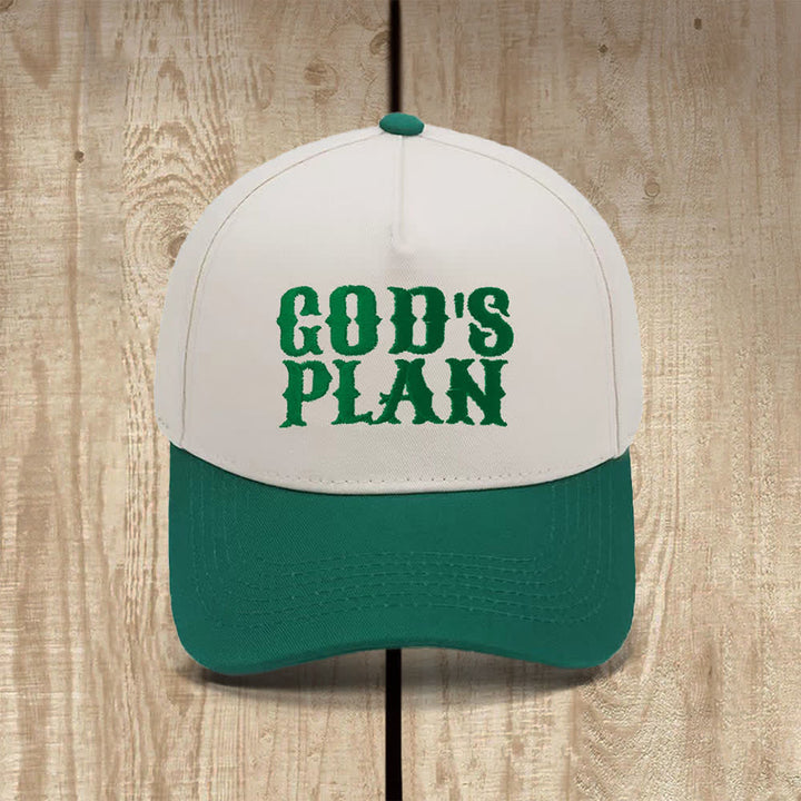 Christianartworkshop Cappello casual classico con stampa a lettere in grassetto "God's Plan" - Verde scuro - image 5