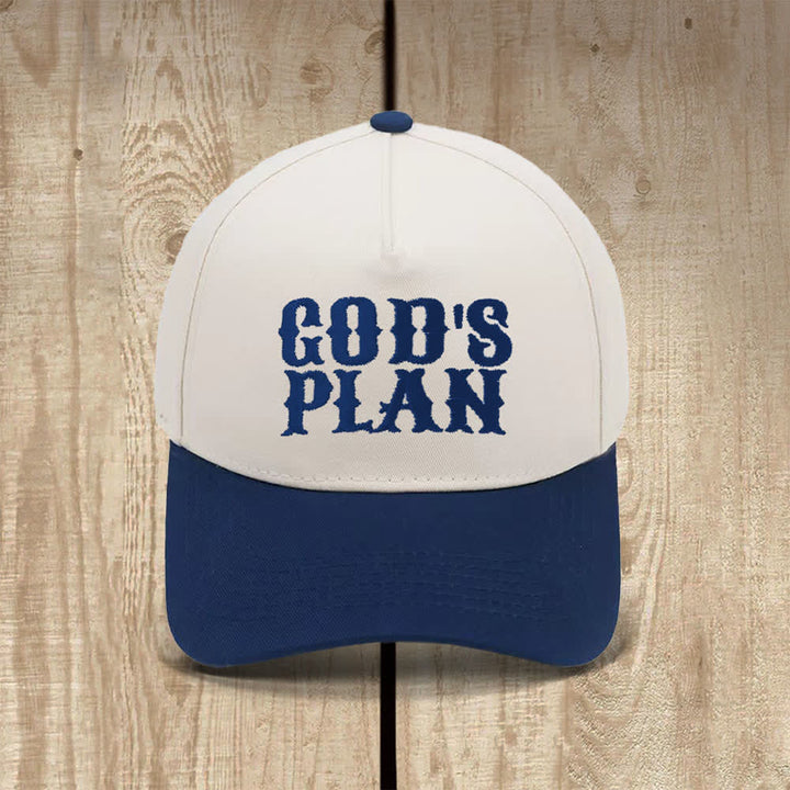 Christianartworkshop Cappello casual classico con stampa a lettere in grassetto "God's Plan" - Blu navy - image 7