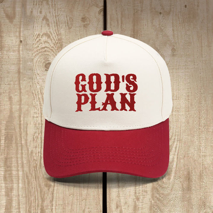 Christianartworkshop Cappello casual classico con stampa a lettere in grassetto "God's Plan" - Vino - image 14