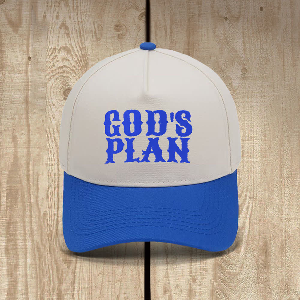Christianartworkshop Cappello casual classico con stampa a lettere in grassetto "God's Plan" - Blu reale - image 6