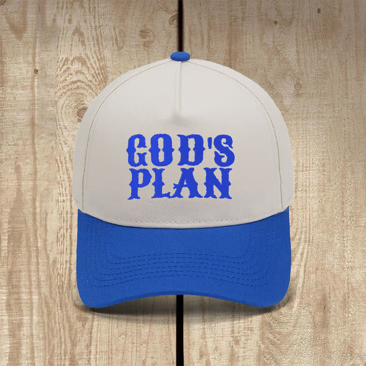 Christianartworkshop Cappello casual classico con stampa a lettere in grassetto "God's Plan" - Blu reale - image 6