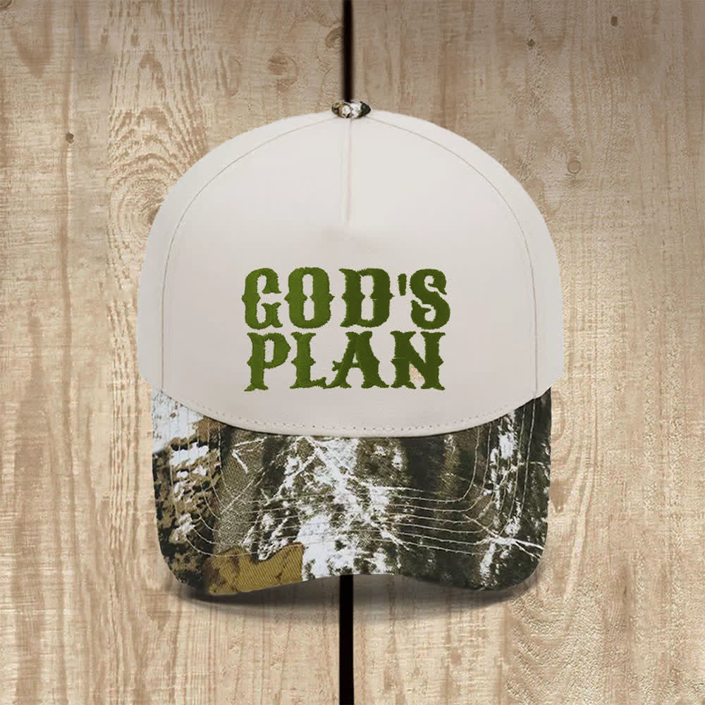 Christianartworkshop Cappello casual classico con stampa a lettere in grassetto "God's Plan" - Metà mimetica - image 10
