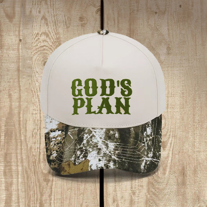 Christianartworkshop Cappello casual classico con stampa a lettere in grassetto "God's Plan" - Metà mimetica - image 10