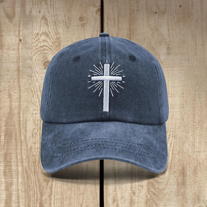 Christianartworkshop Cappello classico casual con ricamo a croce e motivo a raggiera. - Blu navy - image 2