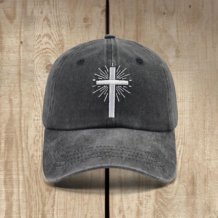 Christianartworkshop Cappello classico casual con ricamo a croce e motivo a raggiera. - Nero - image 1