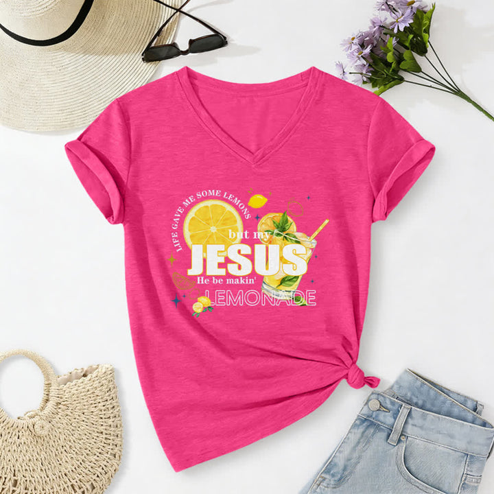 Christianartworkshop La vita mi ha dato dei limoni, ma Gesù ne ha fatto una limonata. Maglietta casual con scollo a V e stampa grafica di limoni. - Rosa - 2XL - image 22