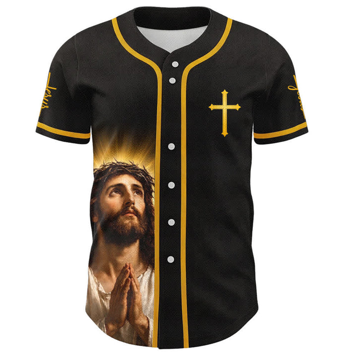 Christianartworkshop Cammina per fede, non per vista Maglia da baseball unisex con croce di Gesù - image 1