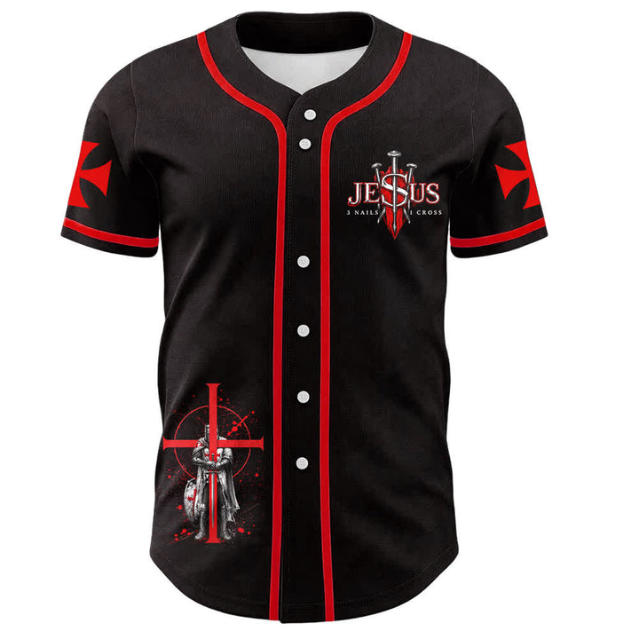 Christianartworkshop Sii forte nel Signore Cavaliere Templare Gesù Chiodo Croce Maglia da baseball unisex - image 2