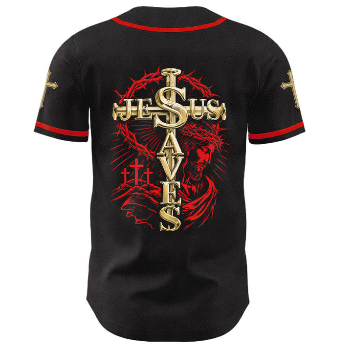 Christianartworkshop Fede contro la paura Gesù salva Maglia da baseball unisex con croce di spine - image 4