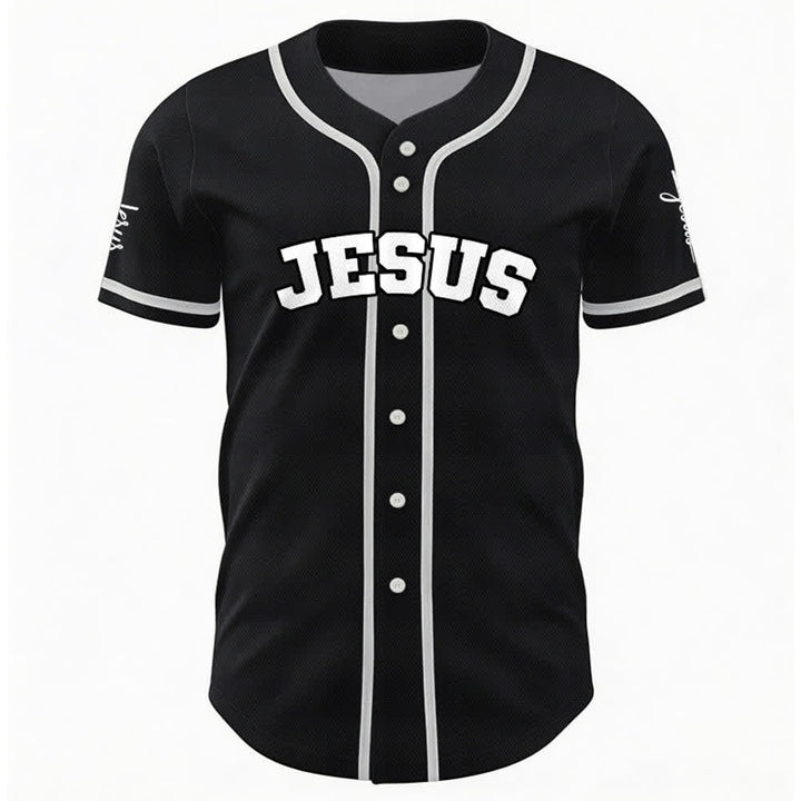 Christianartworkshop Maglia da baseball unisex personalizzata con Gesù Classico Abbigliamento Sportivo Personalizzato - image 2