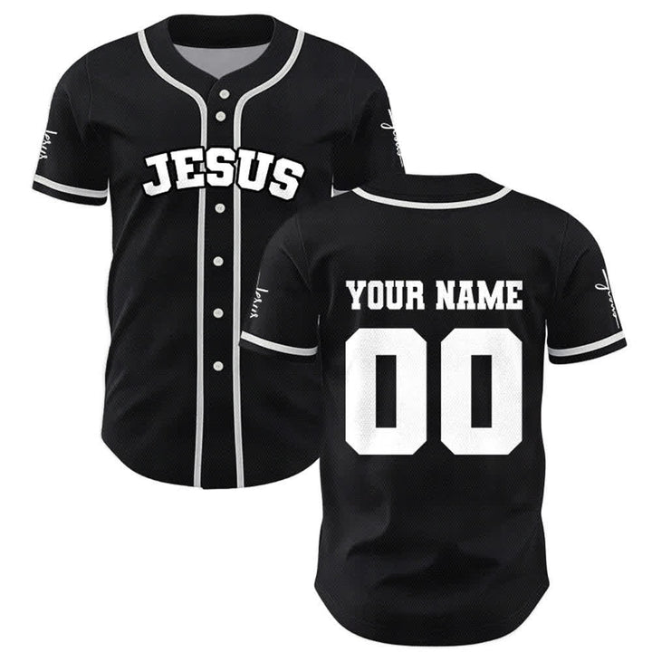 Christianartworkshop Maglia da baseball unisex personalizzata con Gesù Classico Abbigliamento Sportivo Personalizzato - image 1