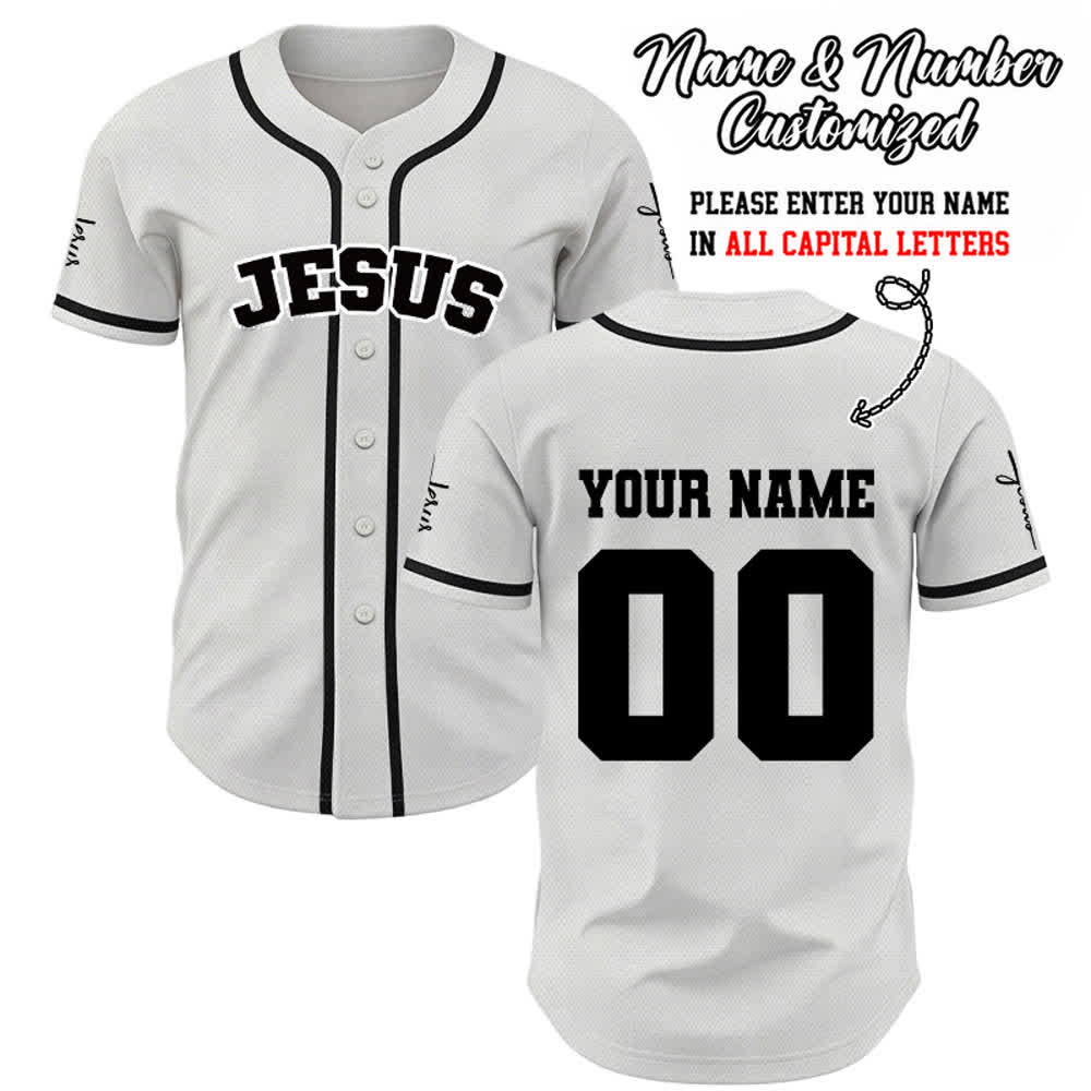 Christianartworkshop Maglia da baseball unisex personalizzata con Gesù Classico Abbigliamento Sportivo Personalizzato - Bianco - 5XL - Nome & Numero personalizzati - image 8