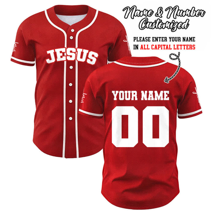 Christianartworkshop Maglia da baseball unisex personalizzata con Gesù Classico Abbigliamento Sportivo Personalizzato - Rosso - 5XL - Nome & Numero personalizzati - image 16
