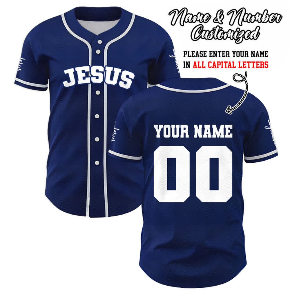 Christianartworkshop Maglia da baseball unisex personalizzata con Gesù Classico Abbigliamento Sportivo Personalizzato - Blu navy - 5XL - Nome & Numero personalizzati - image 40