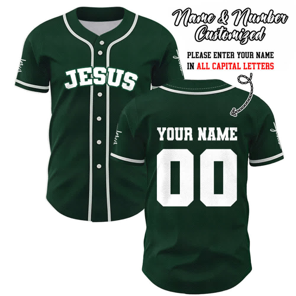 Christianartworkshop Maglia da baseball unisex personalizzata con Gesù Classico Abbigliamento Sportivo Personalizzato - Verde - 5XL - Nome & Numero personalizzati - image 48