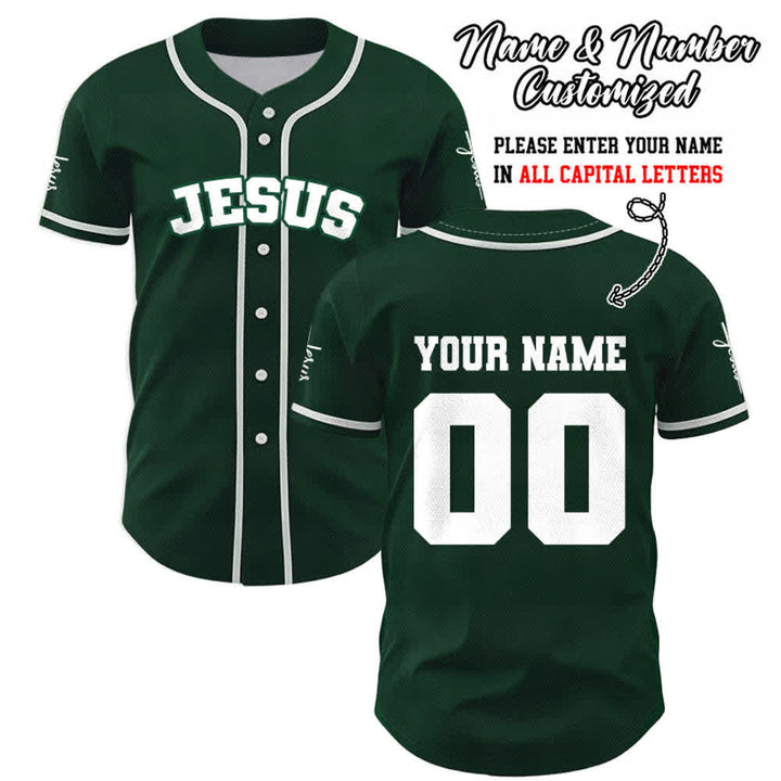 Christianartworkshop Maglia da baseball unisex personalizzata con Gesù Classico Abbigliamento Sportivo Personalizzato - Verde - 5XL - Nome & Numero personalizzati - image 48