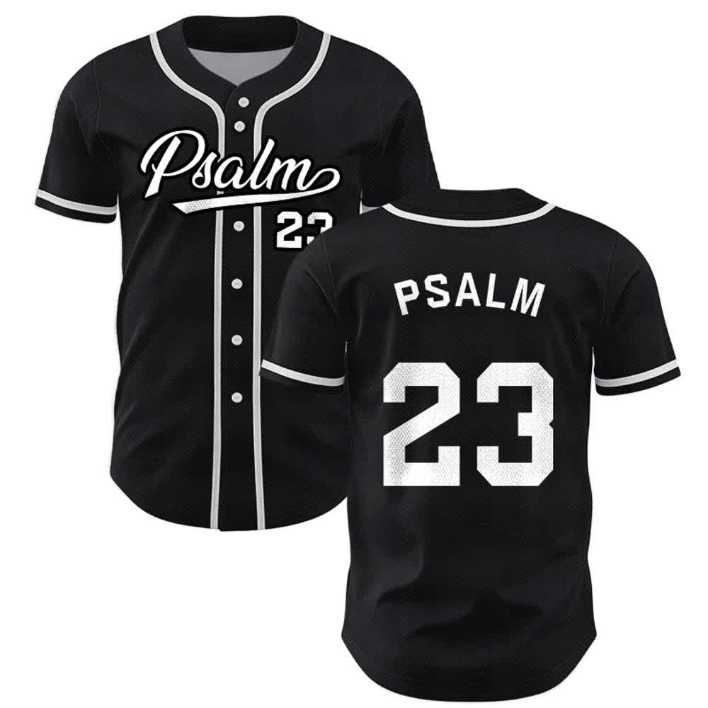 Maglia da baseball unisex Christianartworkshop in stile retrò sportivo con il Salmo 23 - Nero - 5XL - image 14