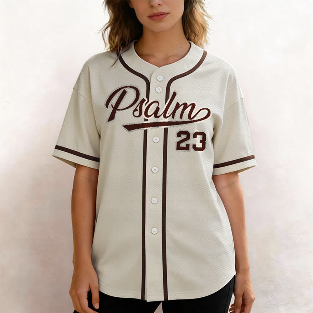 Maglia da baseball unisex Christianartworkshop in stile retrò sportivo con il Salmo 23 - image 52