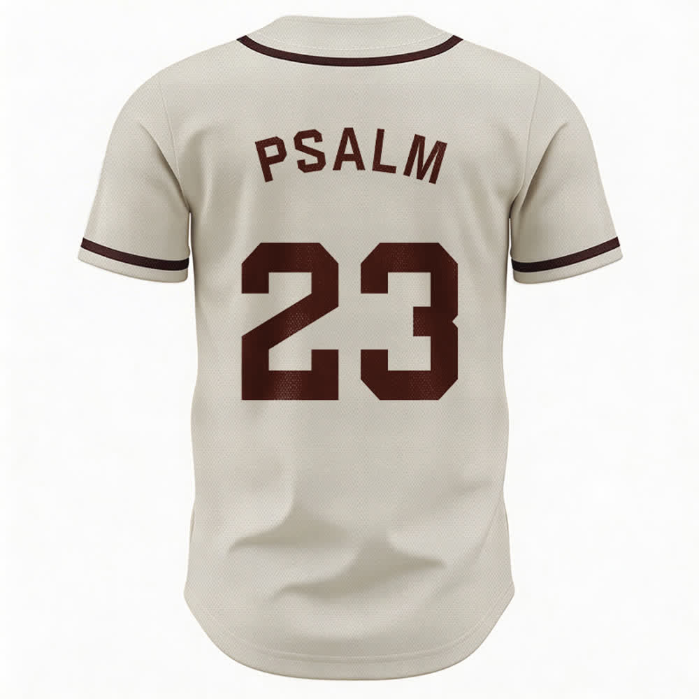 Maglia da baseball unisex Christianartworkshop in stile retrò sportivo con il Salmo 23 - image 51