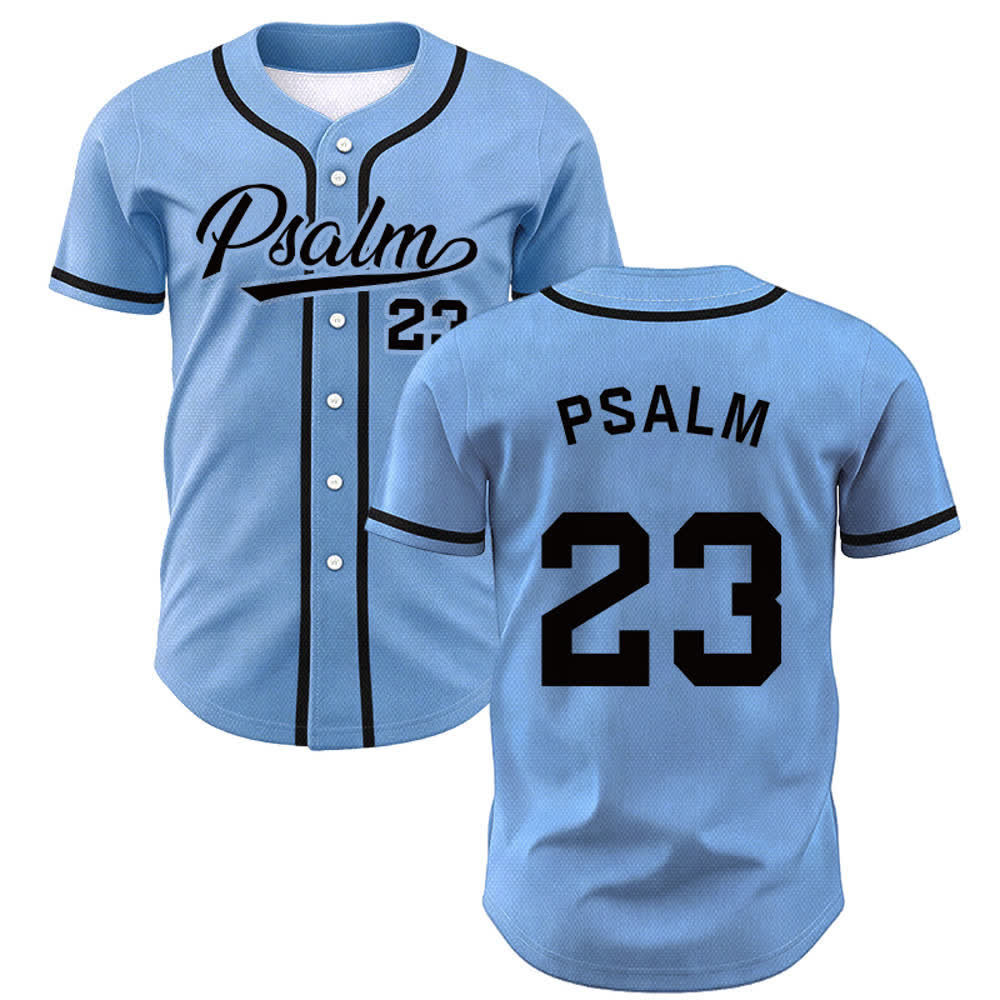 Maglia da baseball unisex Christianartworkshop in stile retrò sportivo con il Salmo 23 - Blu - 5XL - image 35