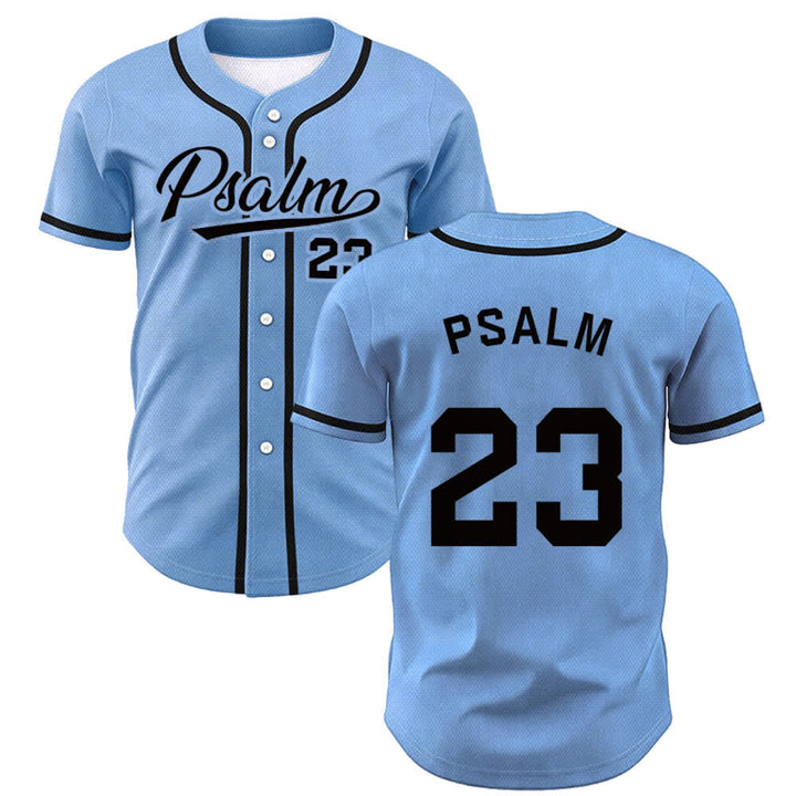 Maglia da baseball unisex Christianartworkshop in stile retrò sportivo con il Salmo 23 - Blu - 5XL - image 35