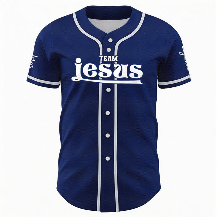 Christianartworkshop Maglia da baseball unisex personalizzata con nome e numero personalizzati per la squadra di Gesù in grassetto - image 2