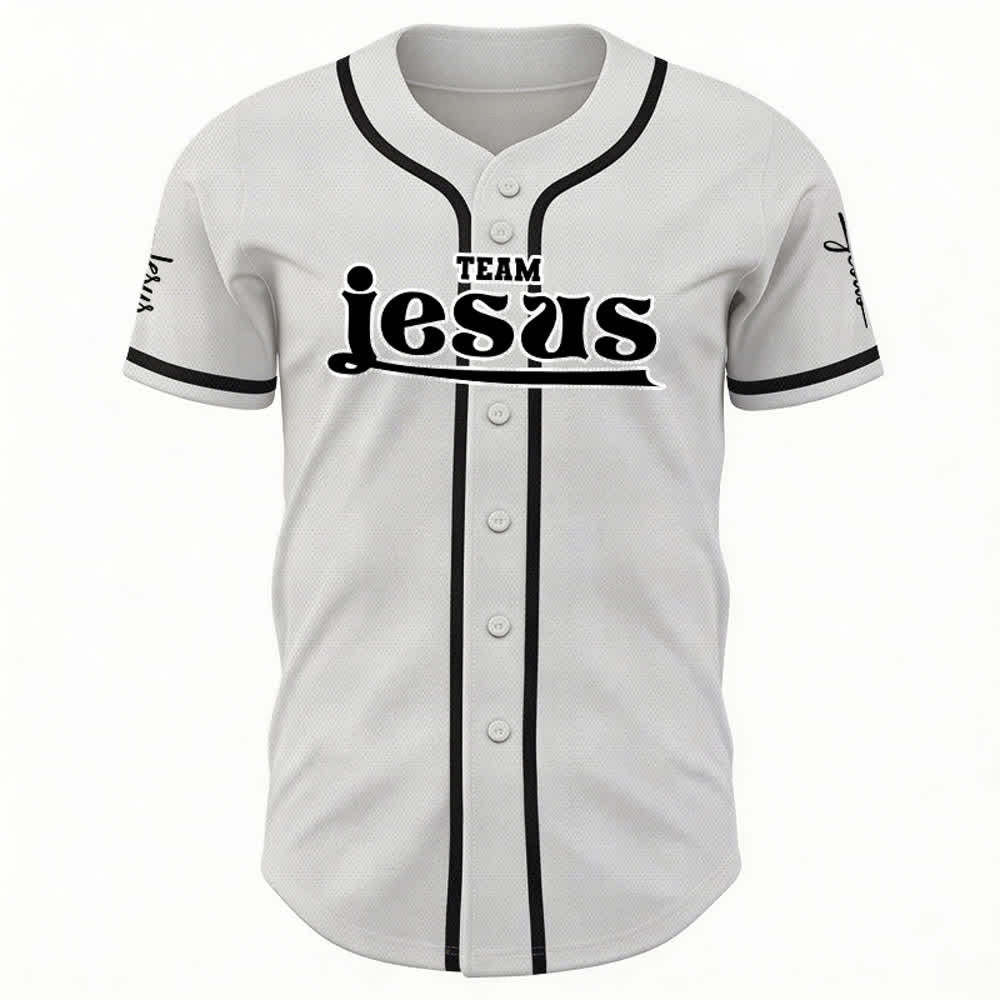 Christianartworkshop Maglia da baseball unisex personalizzata con nome e numero personalizzati per la squadra di Gesù in grassetto - image 10