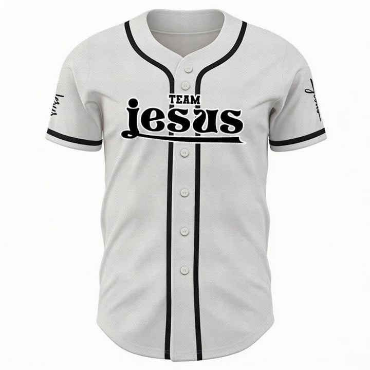 Christianartworkshop Maglia da baseball unisex personalizzata con nome e numero personalizzati per la squadra di Gesù in grassetto - image 10