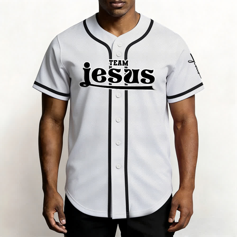 Christianartworkshop Maglia da baseball unisex personalizzata con nome e numero personalizzati per la squadra di Gesù in grassetto - image 14