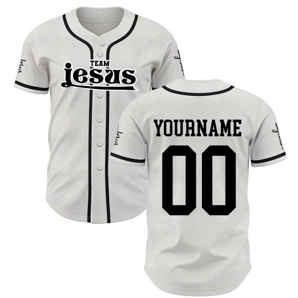 Christianartworkshop Maglia da baseball unisex personalizzata con nome e numero personalizzati per la squadra di Gesù in grassetto - image 9