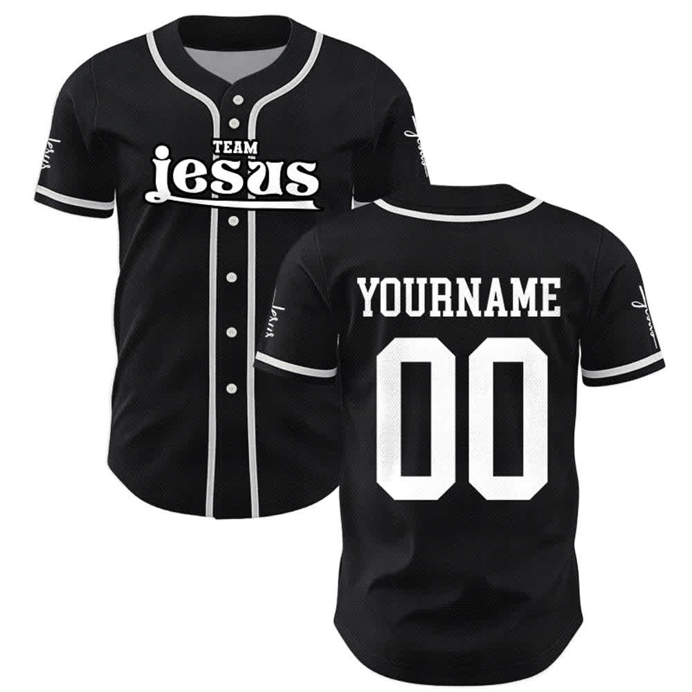 Christianartworkshop Maglia da baseball unisex personalizzata con nome e numero personalizzati per la squadra di Gesù in grassetto - image 17