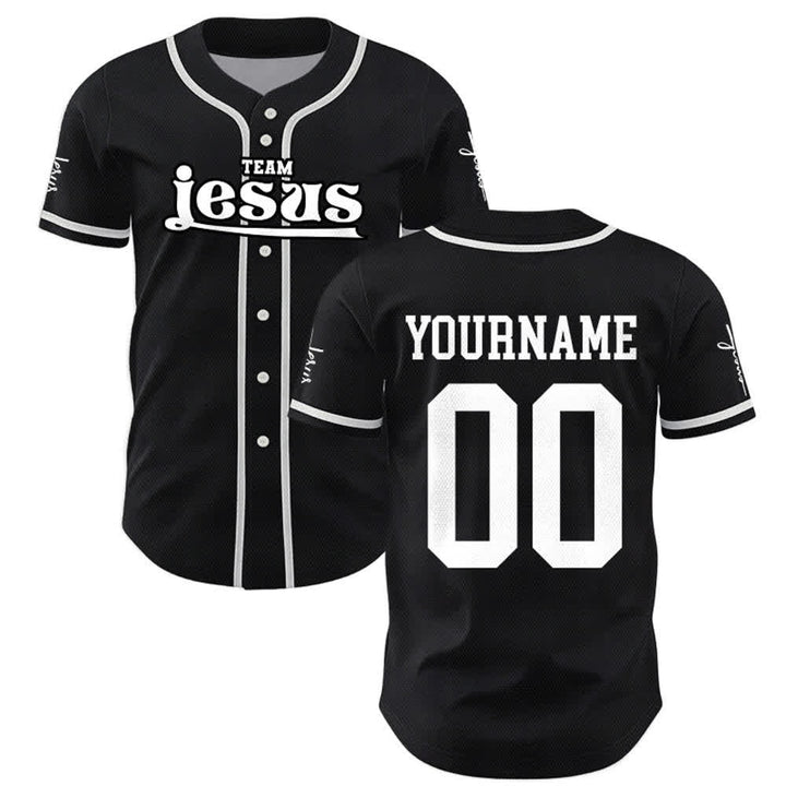 Christianartworkshop Maglia da baseball unisex personalizzata con nome e numero personalizzati per la squadra di Gesù in grassetto - image 17