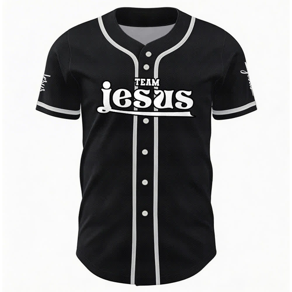 Christianartworkshop Maglia da baseball unisex personalizzata con nome e numero personalizzati per la squadra di Gesù in grassetto - image 18