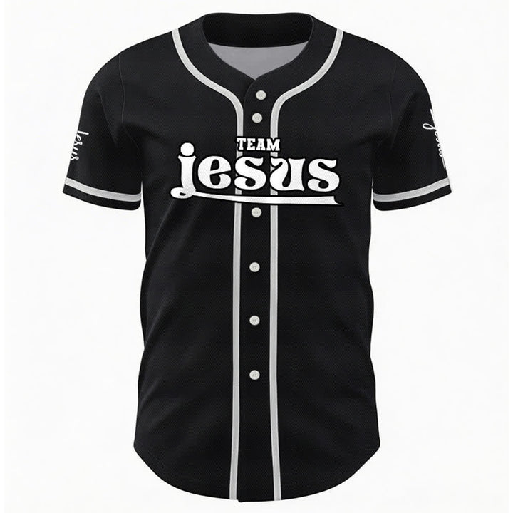 Christianartworkshop Maglia da baseball unisex personalizzata con nome e numero personalizzati per la squadra di Gesù in grassetto - image 18