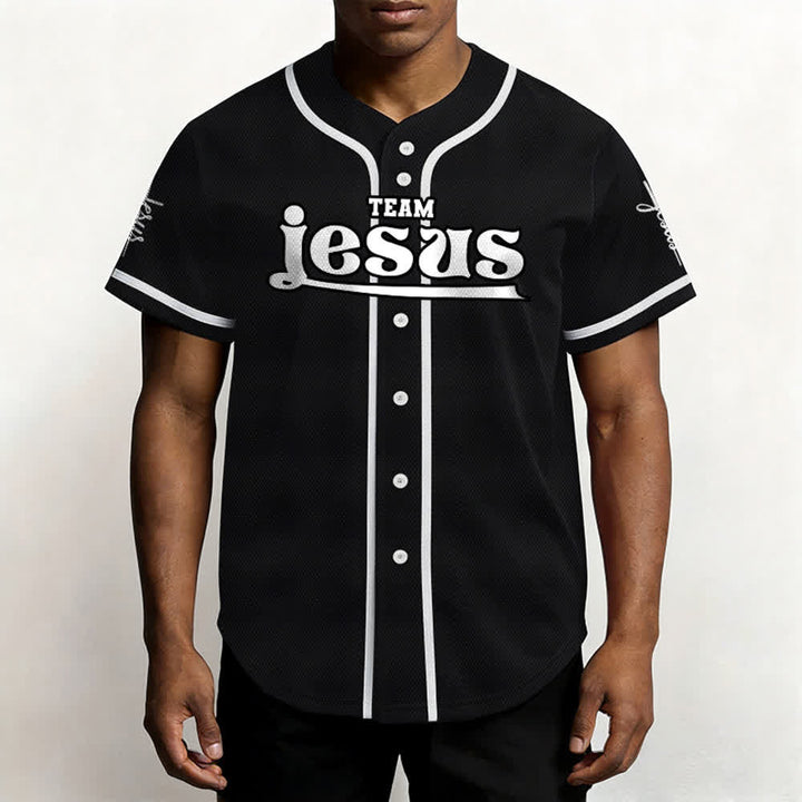 Christianartworkshop Maglia da baseball unisex personalizzata con nome e numero personalizzati per la squadra di Gesù in grassetto - image 22