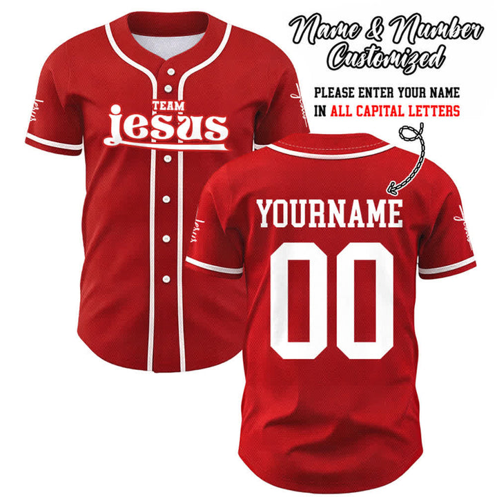 Christianartworkshop Maglia da baseball unisex personalizzata con nome e numero personalizzati per la squadra di Gesù in grassetto - Rosso - 5XL - Nome & Numero personalizzati - image 24