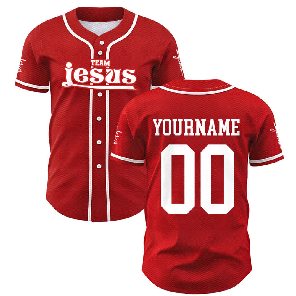Christianartworkshop Maglia da baseball unisex personalizzata con nome e numero personalizzati per la squadra di Gesù in grassetto - image 25