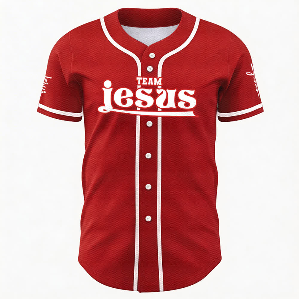 Christianartworkshop Maglia da baseball unisex personalizzata con nome e numero personalizzati per la squadra di Gesù in grassetto - image 26