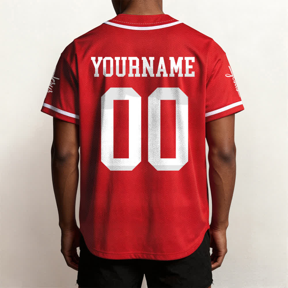 Christianartworkshop Maglia da baseball unisex personalizzata con nome e numero personalizzati per la squadra di Gesù in grassetto - image 31