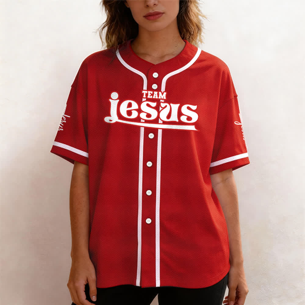 Christianartworkshop Maglia da baseball unisex personalizzata con nome e numero personalizzati per la squadra di Gesù in grassetto - image 28