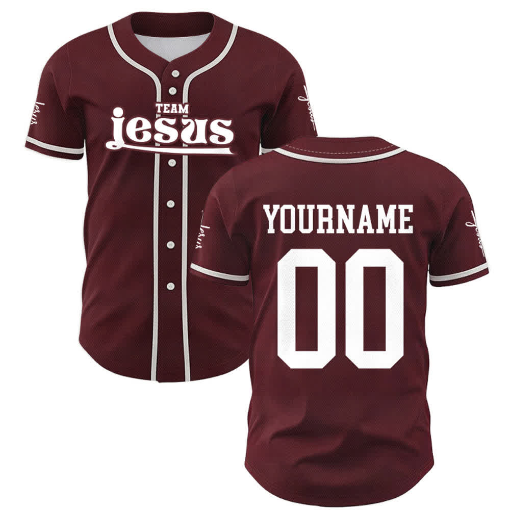 Christianartworkshop Maglia da baseball unisex personalizzata con nome e numero personalizzati per la squadra di Gesù in grassetto - image 33