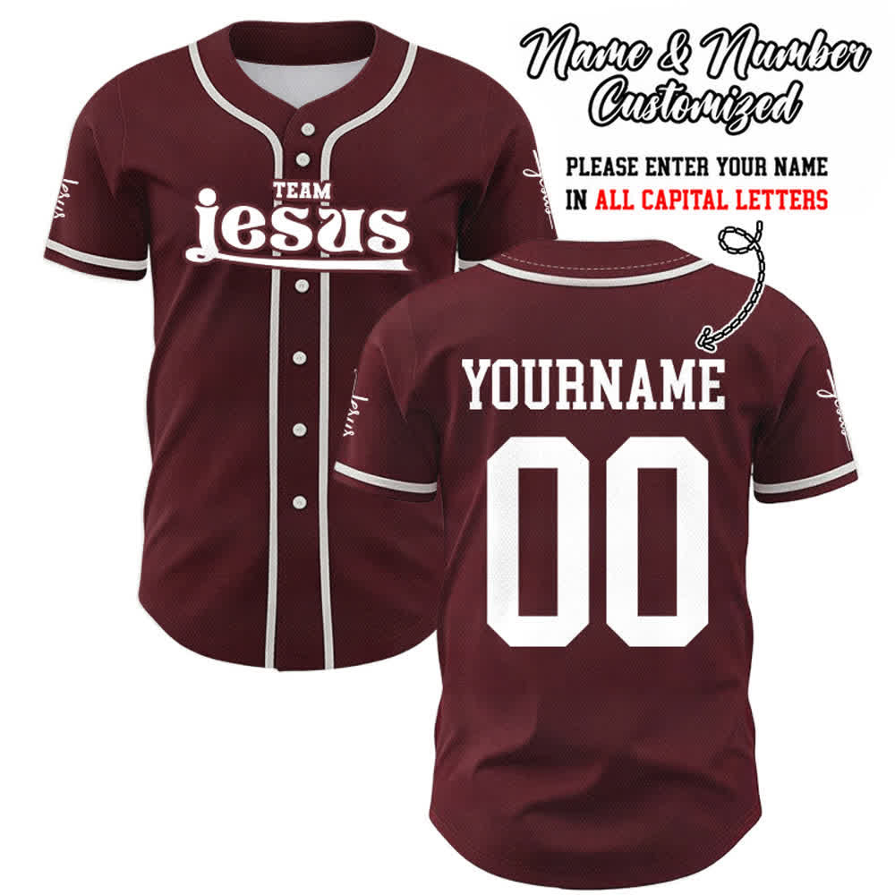 Christianartworkshop Maglia da baseball unisex personalizzata con nome e numero personalizzati per la squadra di Gesù in grassetto - Vino - 5XL - Nome & Numero personalizzati - image 32