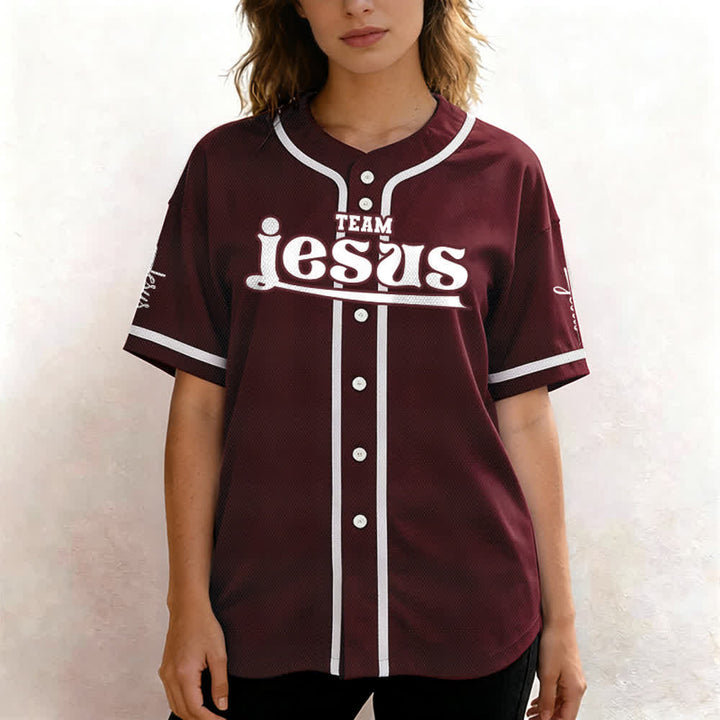 Christianartworkshop Maglia da baseball unisex personalizzata con nome e numero personalizzati per la squadra di Gesù in grassetto - image 36
