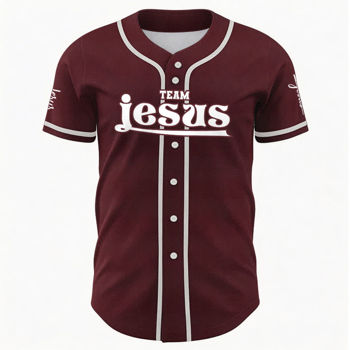 Christianartworkshop Maglia da baseball unisex personalizzata con nome e numero personalizzati per la squadra di Gesù in grassetto - image 34