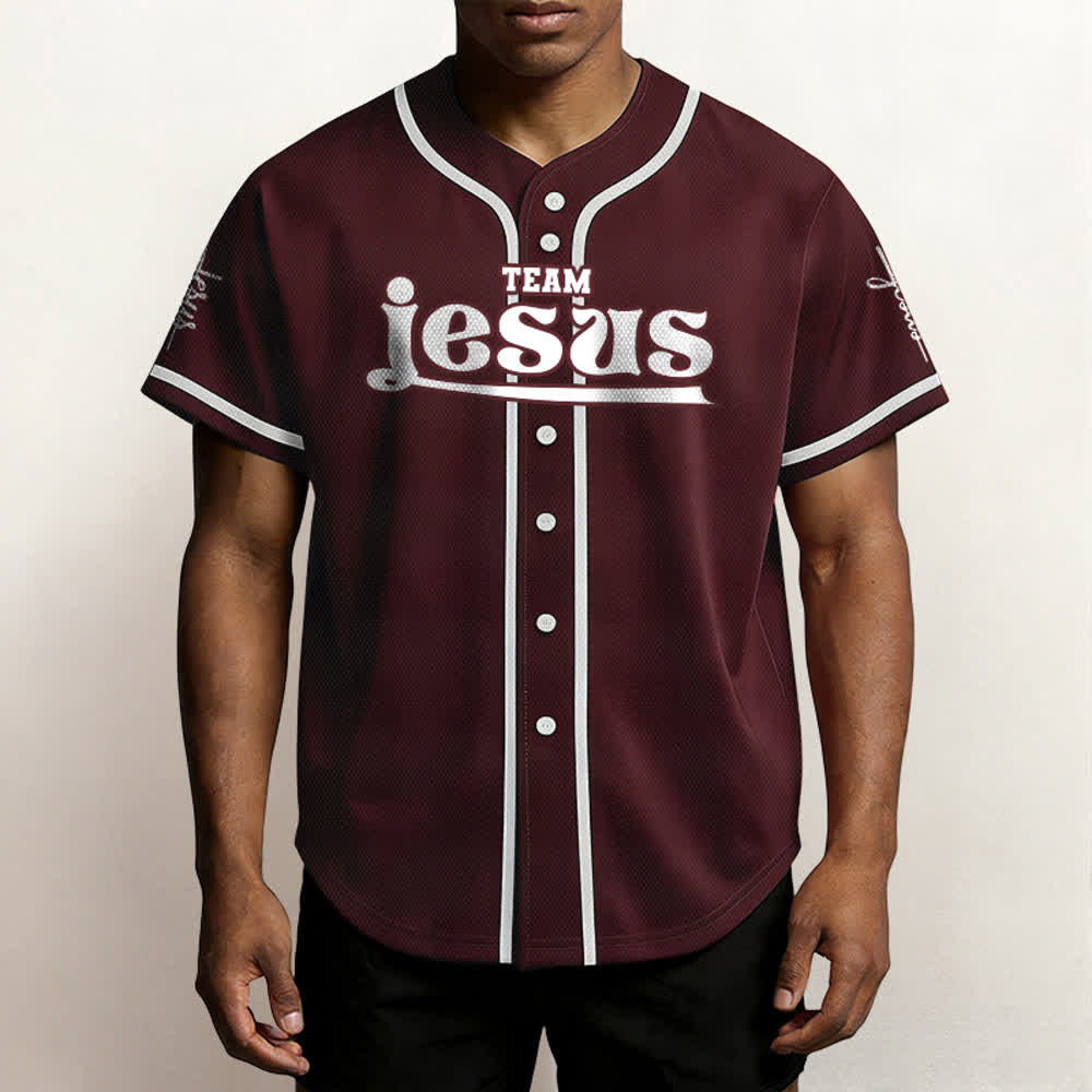 Christianartworkshop Maglia da baseball unisex personalizzata con nome e numero personalizzati per la squadra di Gesù in grassetto - image 38