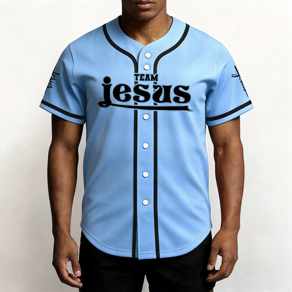Christianartworkshop Maglia da baseball unisex personalizzata con nome e numero personalizzati per la squadra di Gesù in grassetto - image 46