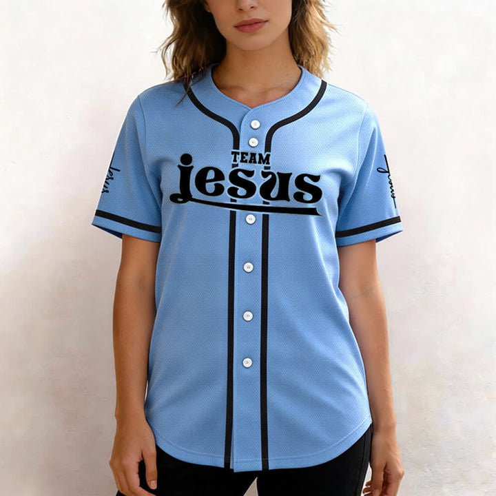 Christianartworkshop Maglia da baseball unisex personalizzata con nome e numero personalizzati per la squadra di Gesù in grassetto - image 44